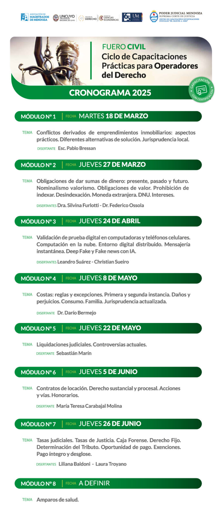 Ciclo Anual de Capacitaciones Prácticas para Operadores del Derecho