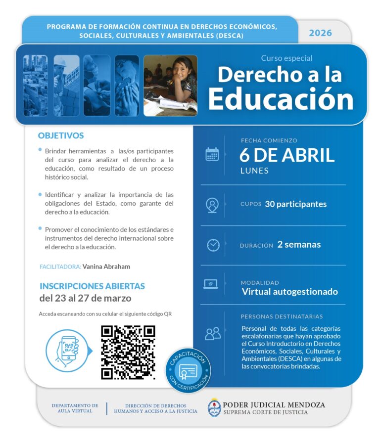 Curso especial Derecho a la Educación