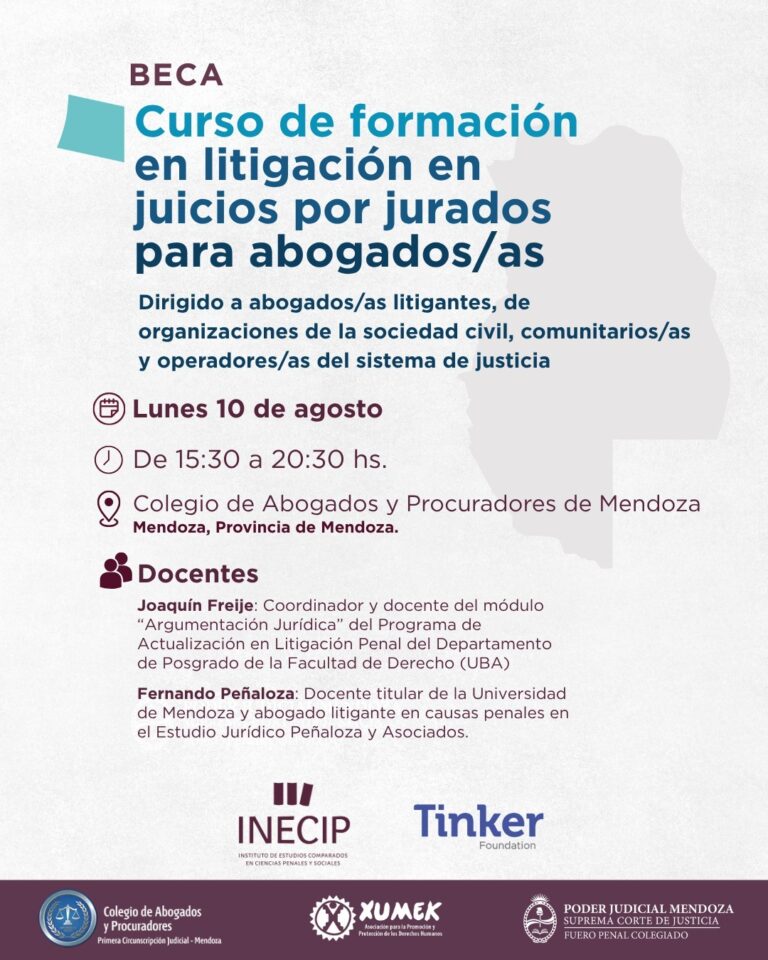 Mendoza aportará su experiencia en la IV Mesa Federal de Administración y Organización de Juicio por Jurados
